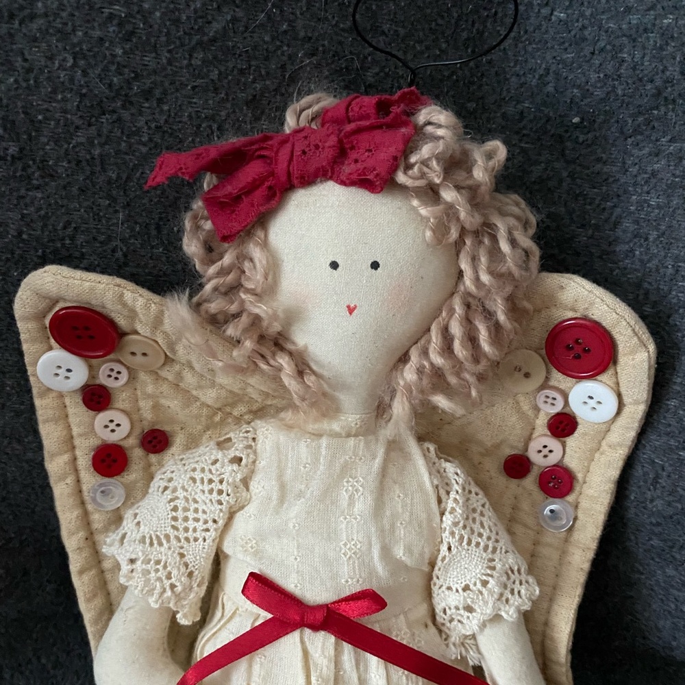 Primitive Cloth Angel Halo Weighted Bottom Wooden Hearts